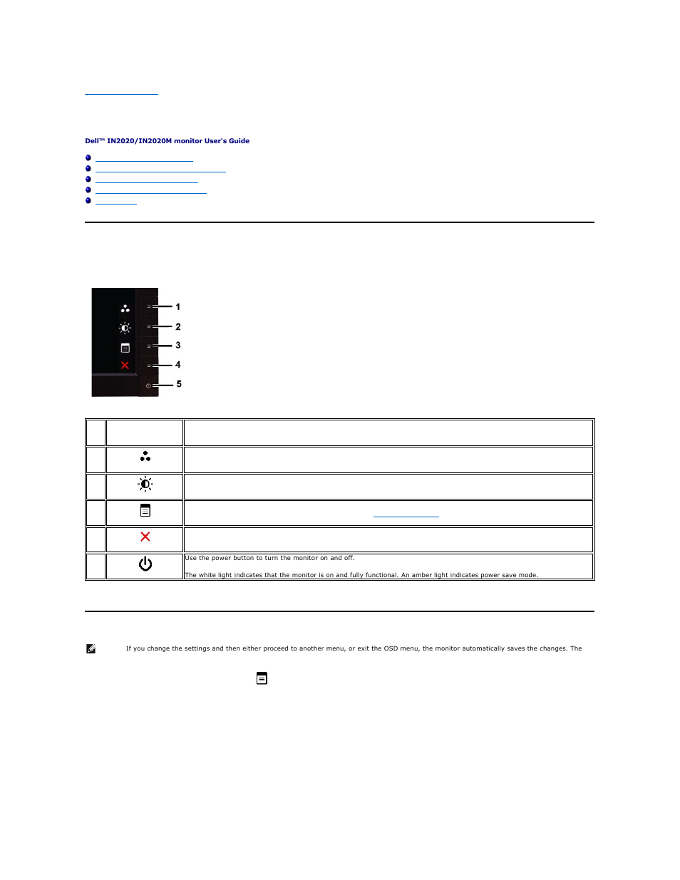 Operating the monitor, Using the front panel, Using the on-screen display (osd) menu | Dell IN2020 Monitor User Manual | Page 14 / 32