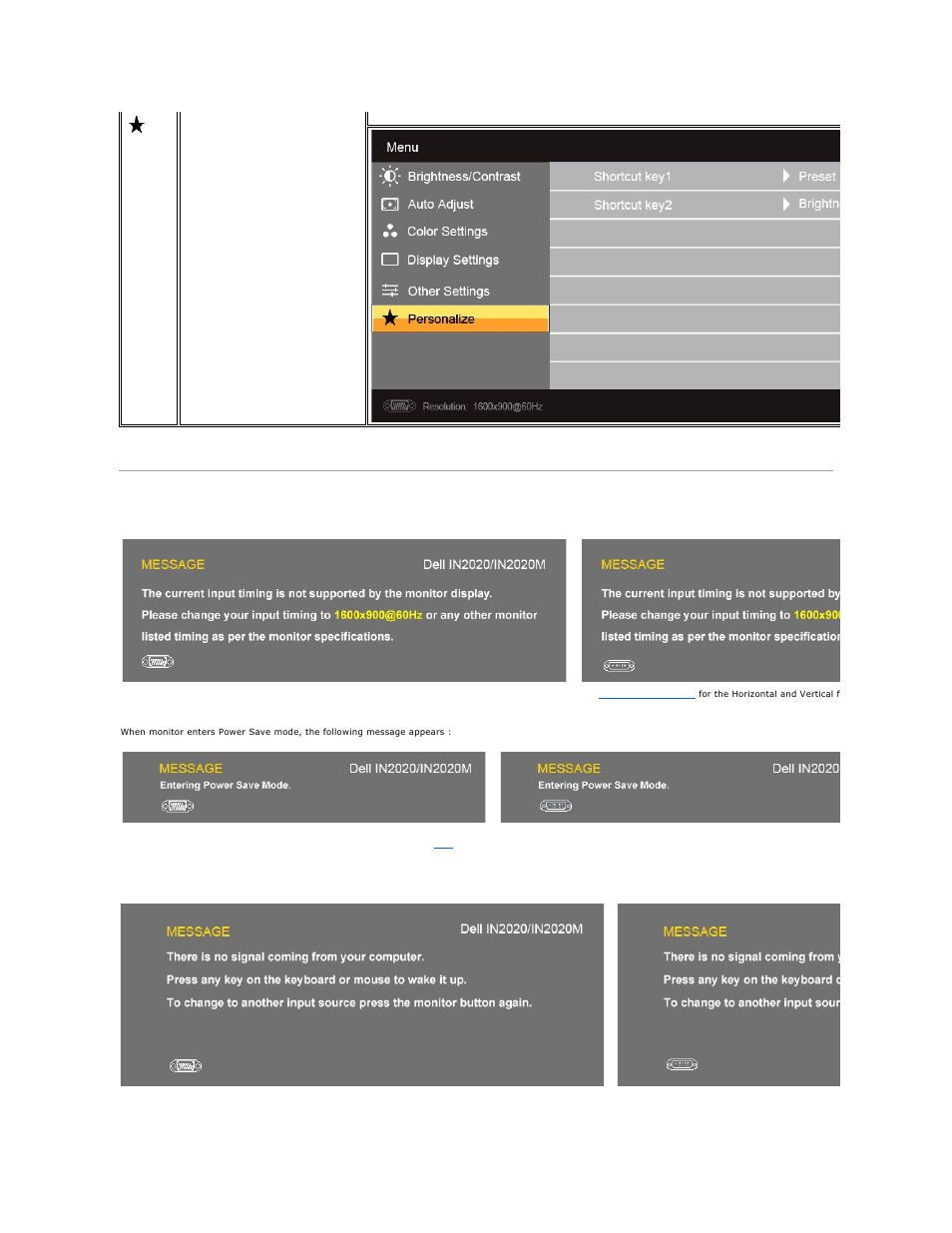 Osd warning messages | Dell IN2020 Monitor User Manual | Page 21 / 32