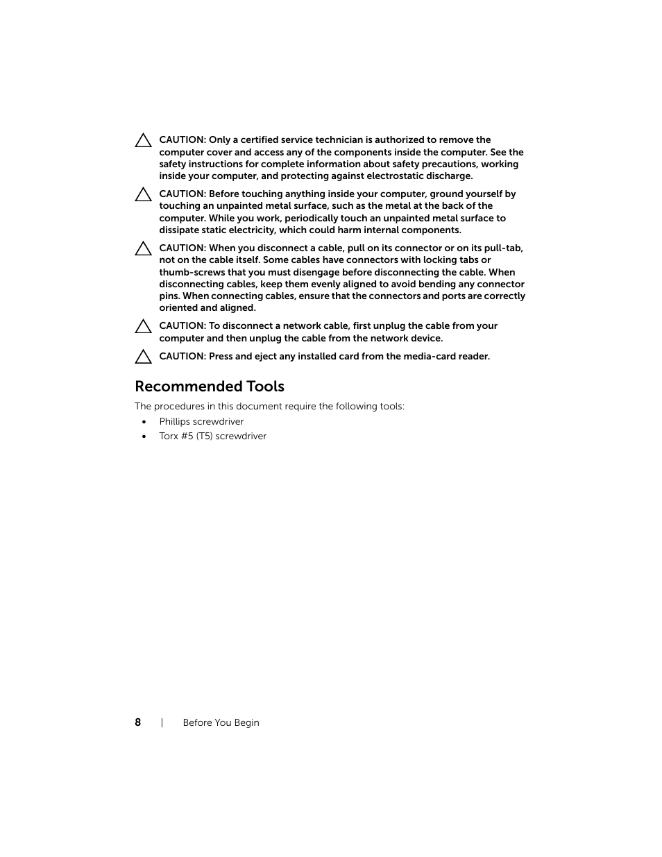 Recommended tools | Dell XPS 12 (9Q23, Late 2012) User Manual | Page 8 / 66