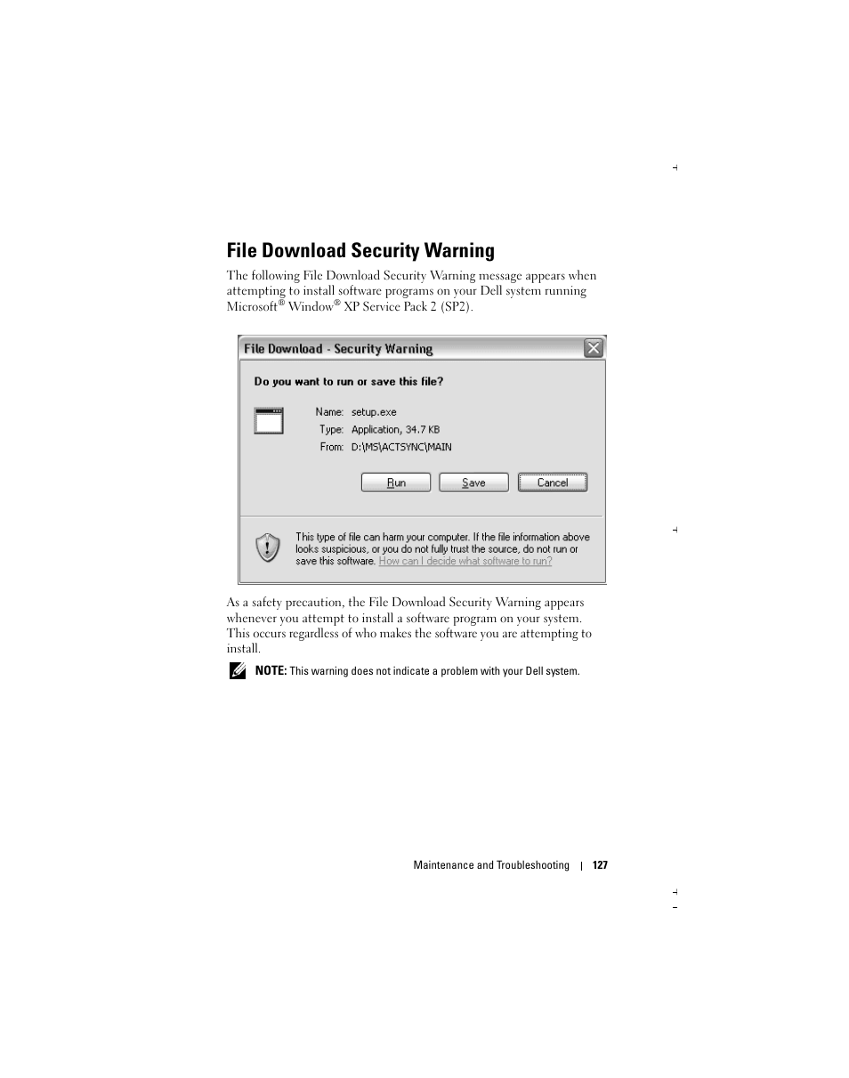 File download security warning | Dell Axim X51 User Manual | Page 127 / 142