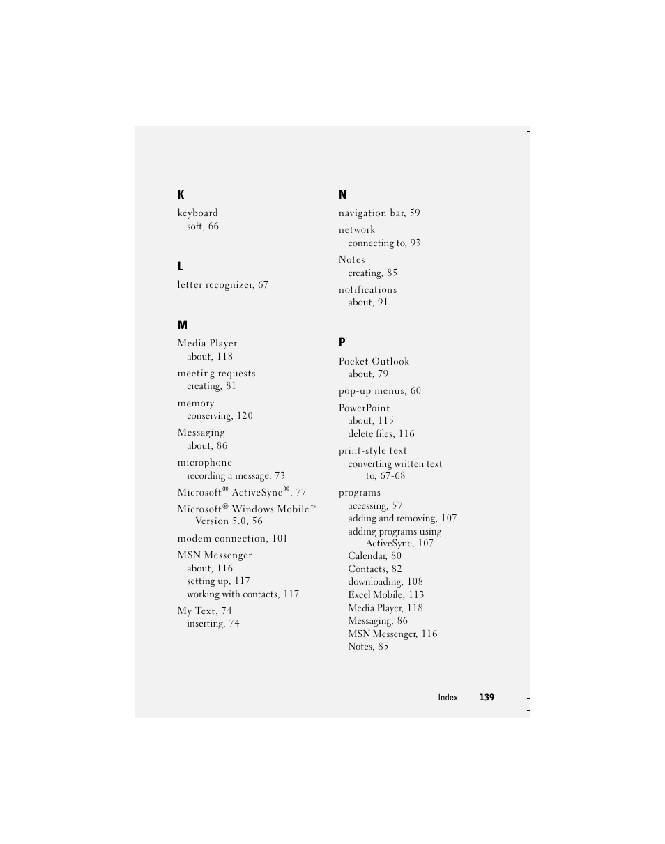 Dell Axim X51 User Manual | Page 139 / 142