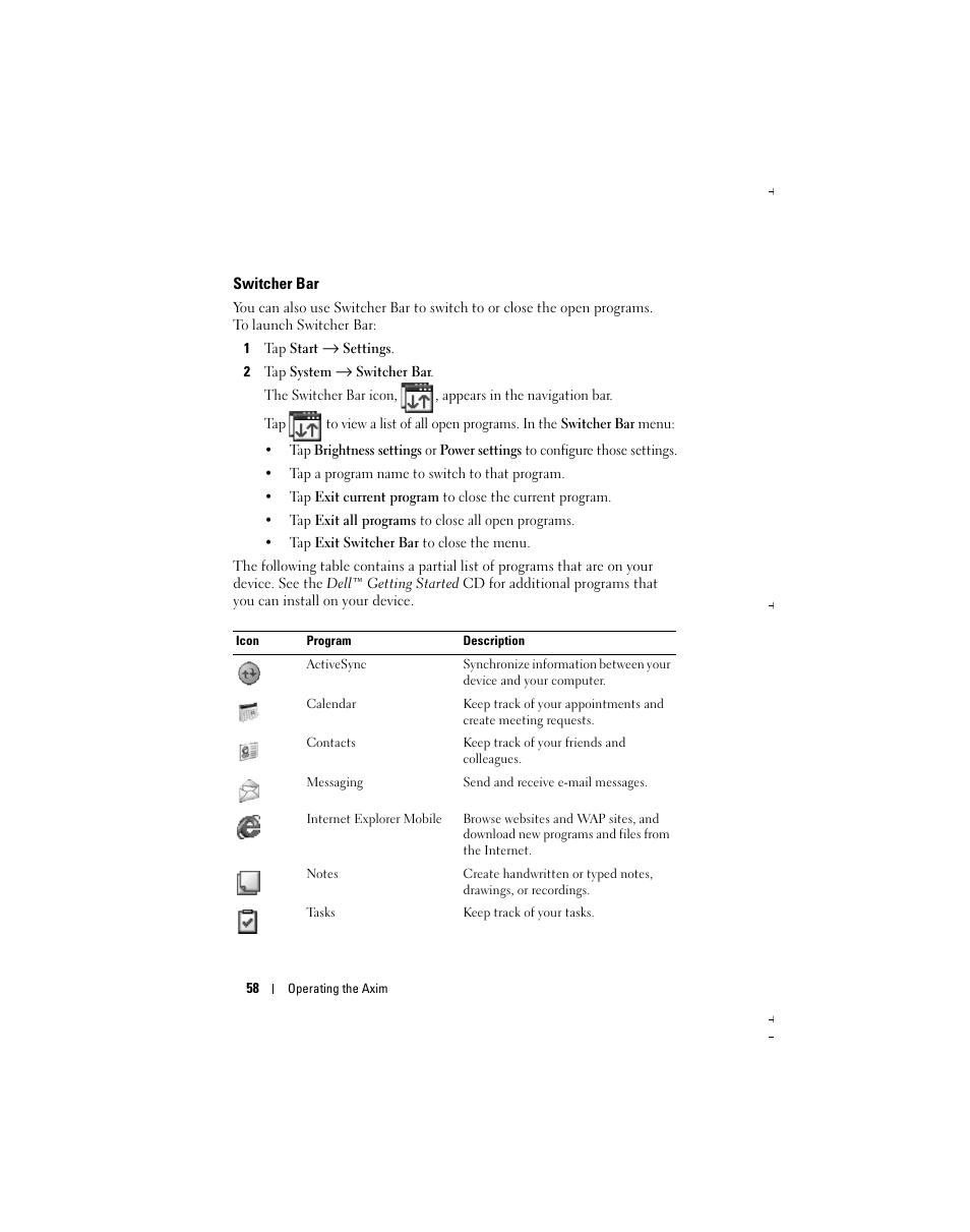 Dell Axim X51 User Manual | Page 58 / 142