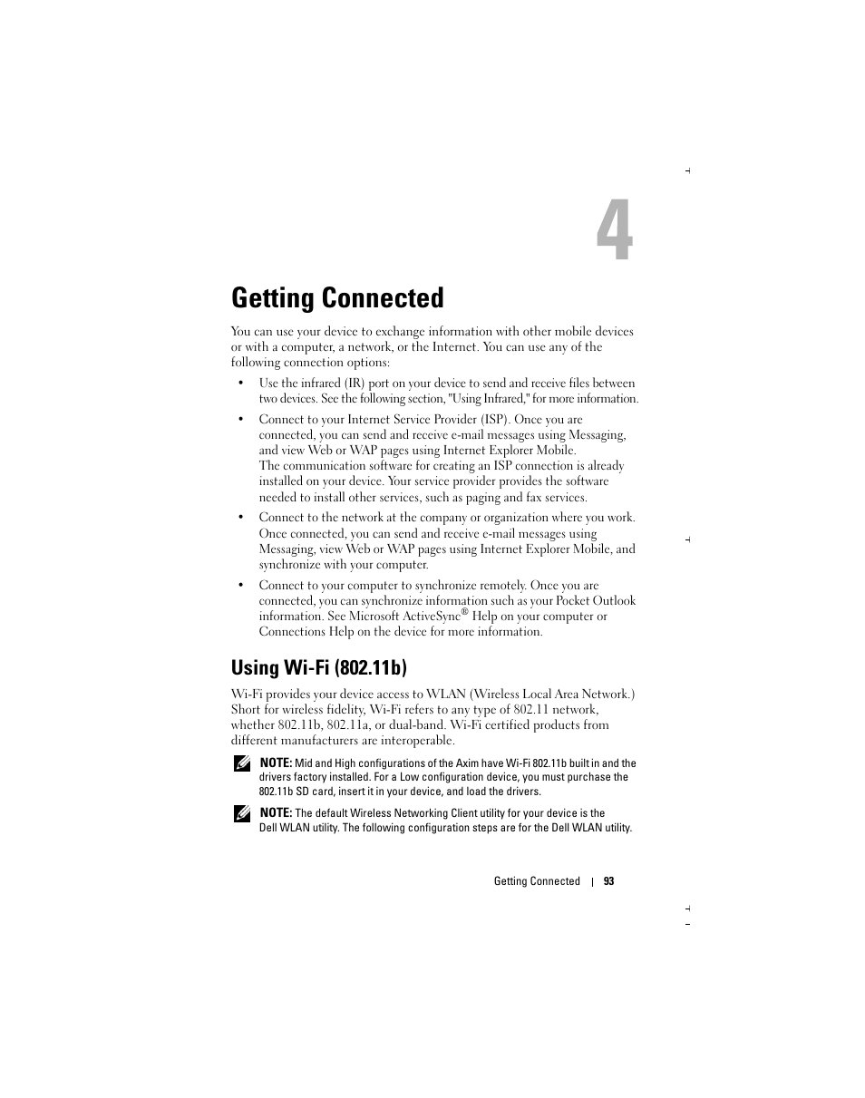 Getting connected | Dell Axim X51 User Manual | Page 93 / 142