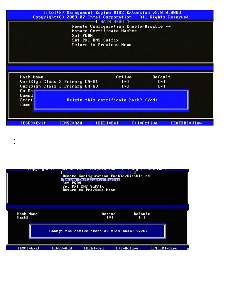 Changing the active state, Viewing a certificate hash | Dell OptiPlex 980 (Early 2010) User Manual | Page 45 / 101