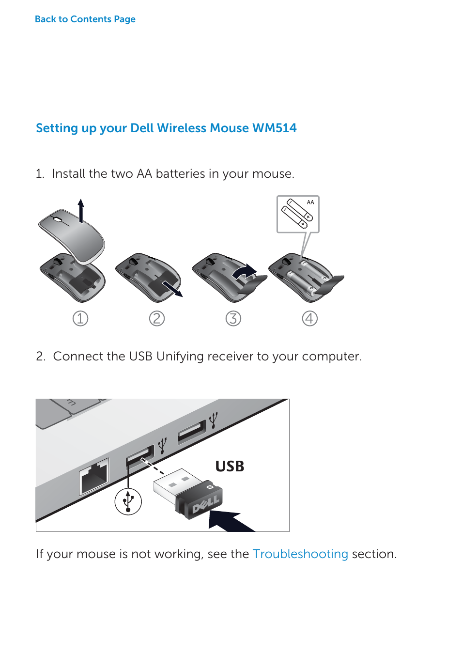 Setting up your dell wireless mouse wm514 | Dell Wireless Laser Mouse WM514 User Manual | Page 5 / 15