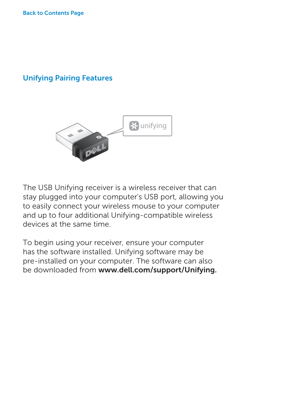 Unifying pairing features | Dell Wireless Laser Mouse WM514 User Manual | Page 6 / 15