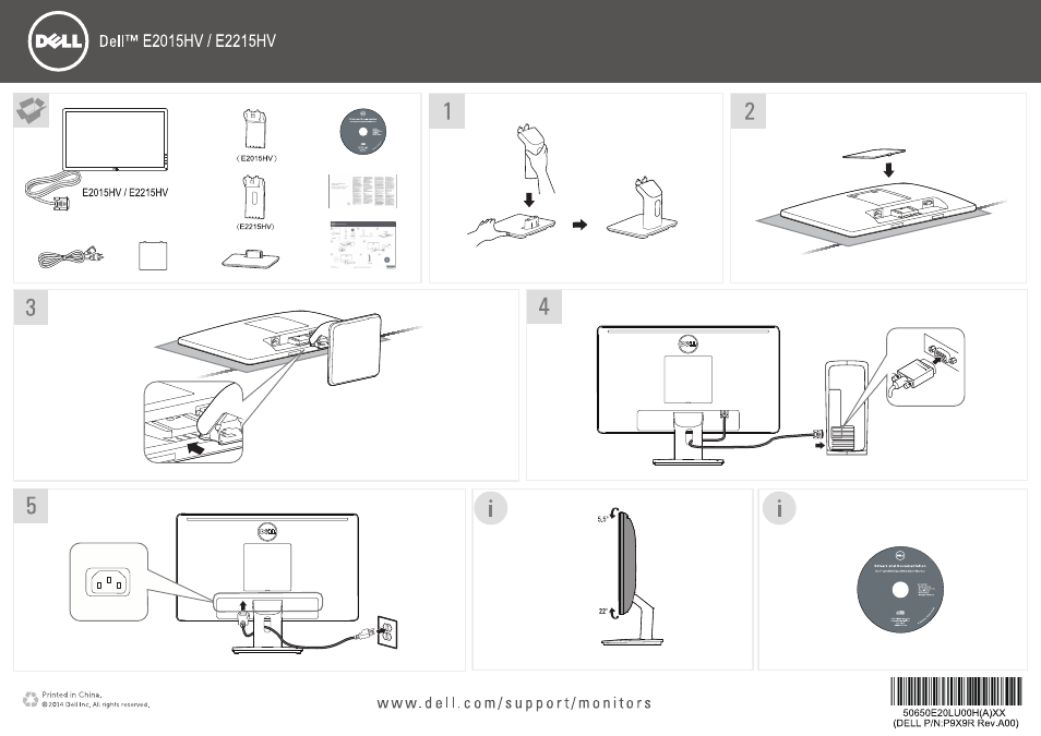 Dell E2215HV Monitor User Manual | 2 pages