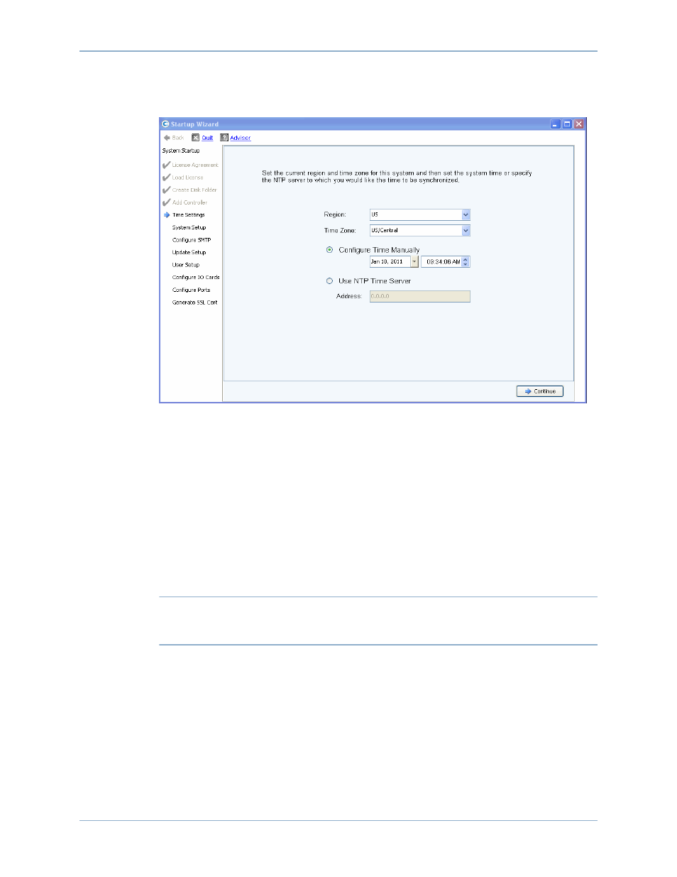 Step 6: time settings, Step 6: time settings on | Dell Compellent Series 30 User Manual | Page 22 / 70