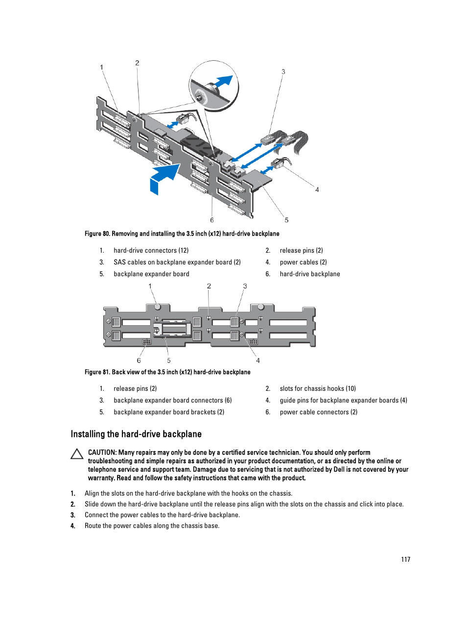 Installing the hard-drive backplane | Dell PowerEdge VRTX User Manual | Page 117 / 150