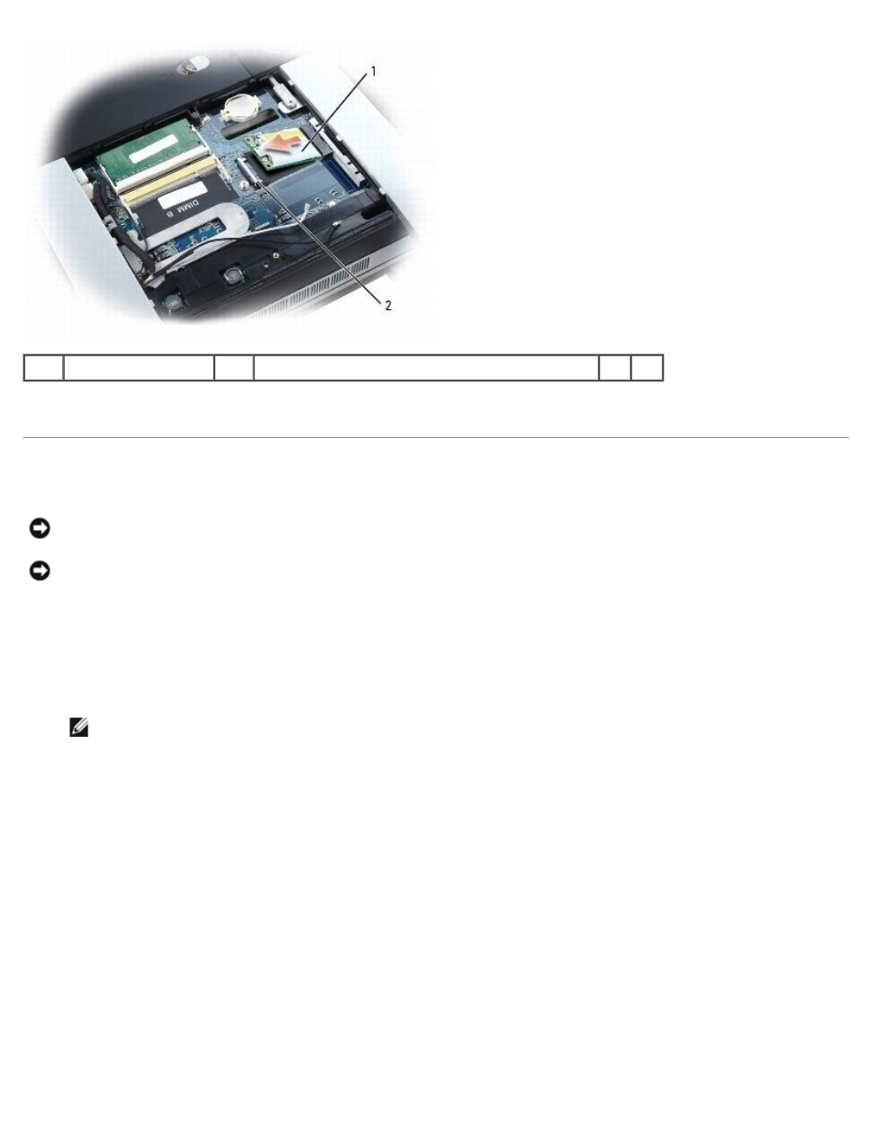 Replacing a mini card | Dell XPS M2010 (MXP061, Mid 2006) User Manual | Page 11 / 76