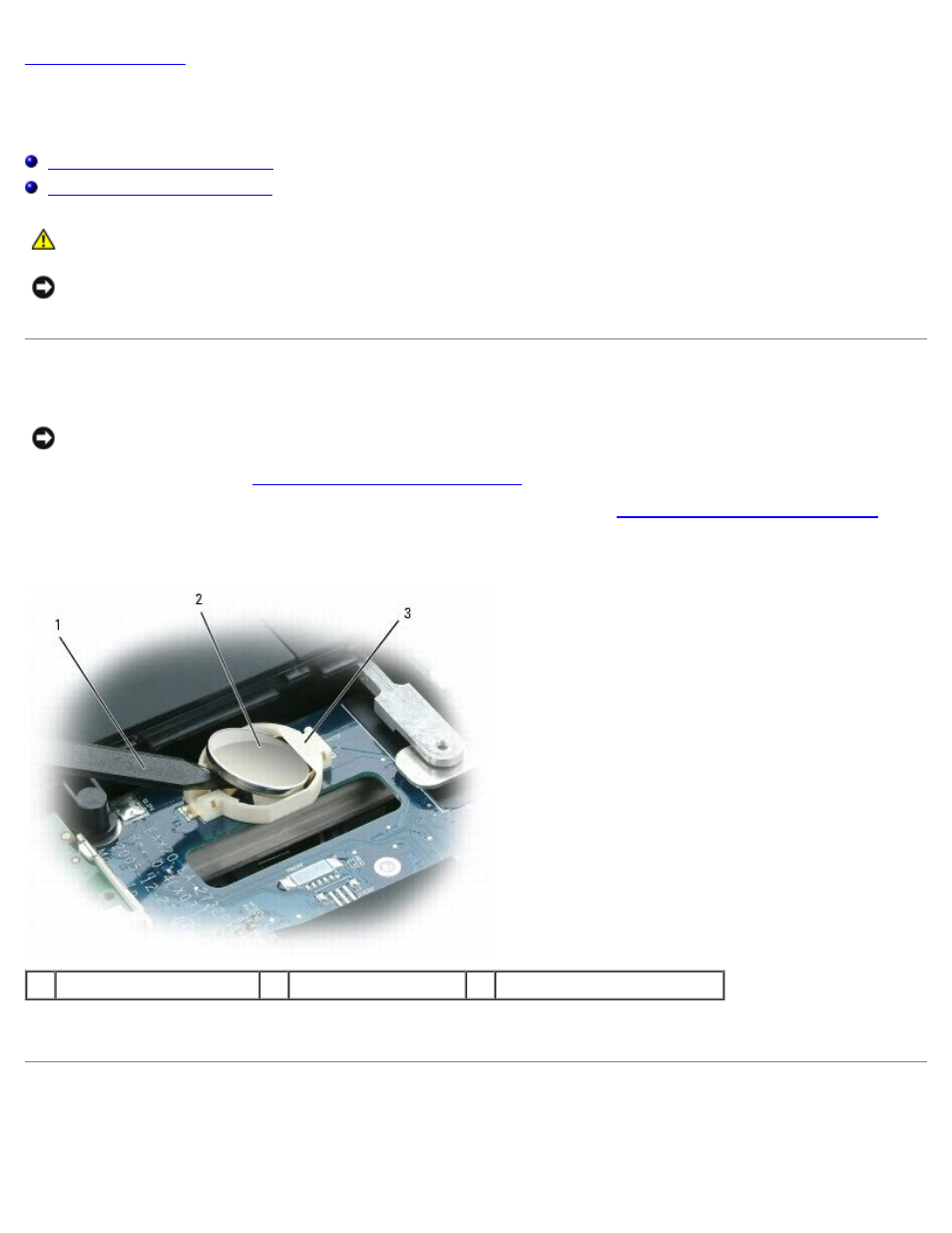 Coin-cell battery: dell xps m2010 service manual, Coin-cell battery, Removing the coin-cell battery | Replacing the coin-cell battery | Dell XPS M2010 (MXP061, Mid 2006) User Manual | Page 13 / 76