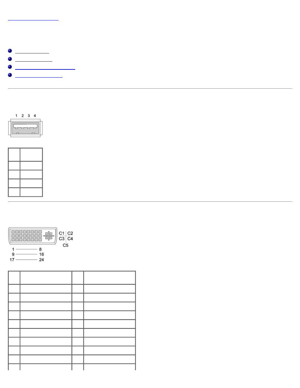 Pin assignments for i/o connectors, Usb connector, Dvi-i connector | Dell XPS M2010 (MXP061, Mid 2006) User Manual | Page 74 / 76