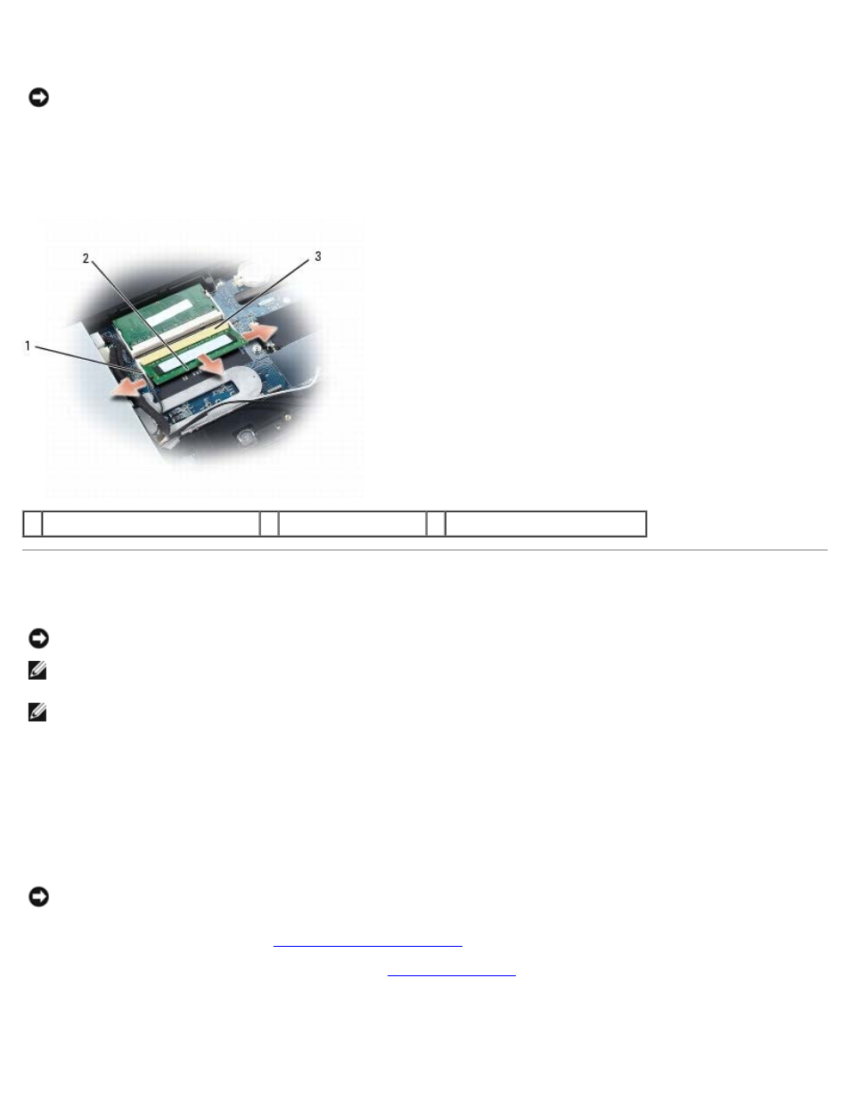 Removing the memory module, Replacing the memory module | Dell XPS M2010 (MXP061, Mid 2006) User Manual | Page 8 / 76