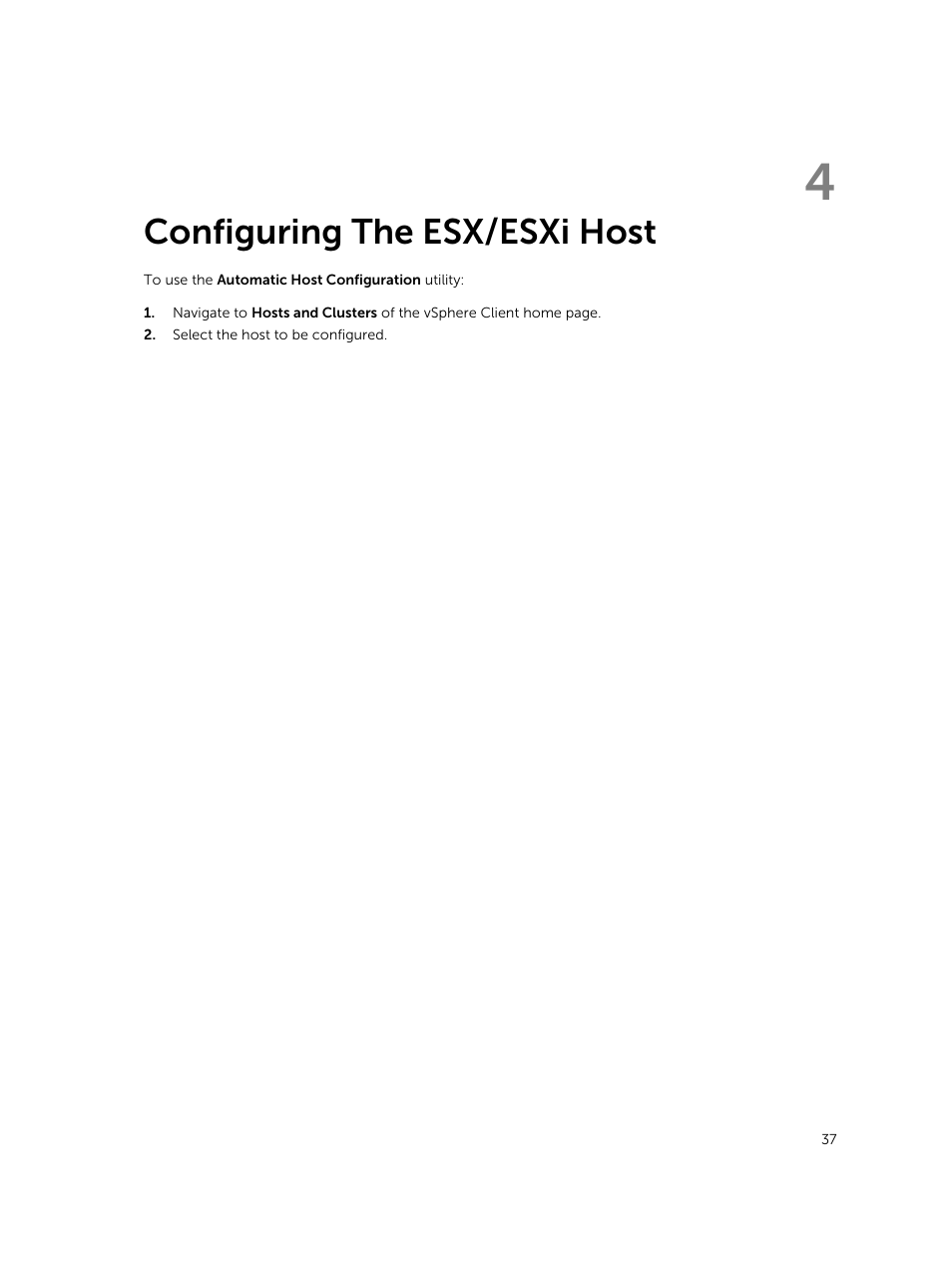 Configuring the esx/esxi host, 4 configuring the esx/esxi host | Dell PowerVault MD3820f User Manual | Page 37 / 88