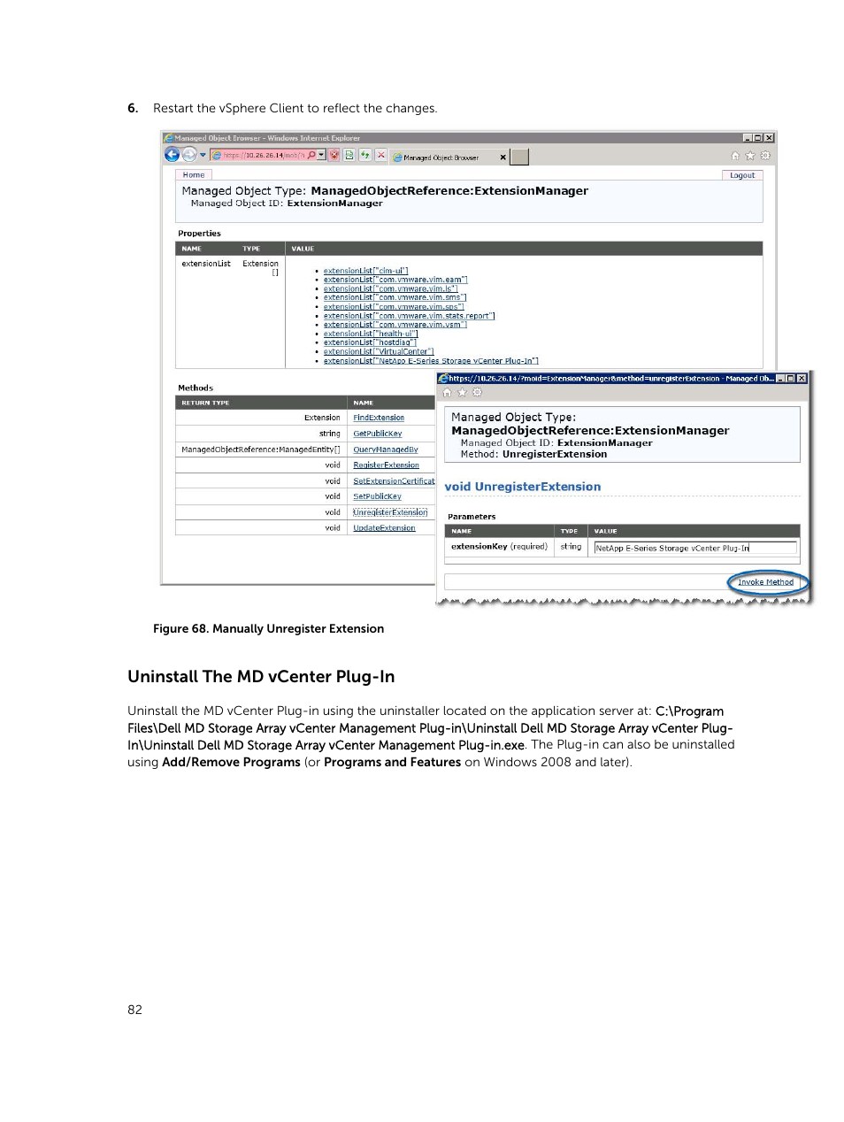 Uninstall the md vcenter plug-in | Dell PowerVault MD3820f User Manual | Page 82 / 88