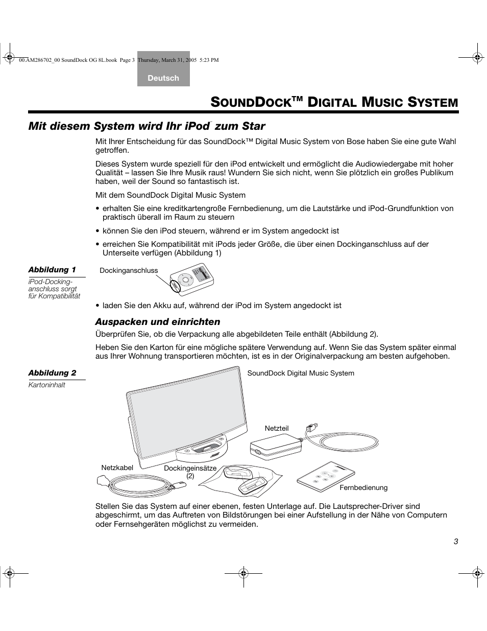 Ound, Igital, Usic | Ystem, Mit diesem system wird ihr ipod, Zum star | Bose SoundDock User Manual | Page 21 / 72