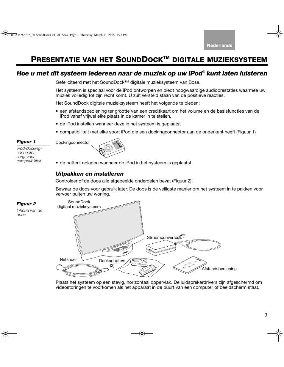 Resentatie van het, Ound, Digitale muzieksysteem | Kunt laten luisteren | Bose SoundDock User Manual | Page 55 / 72