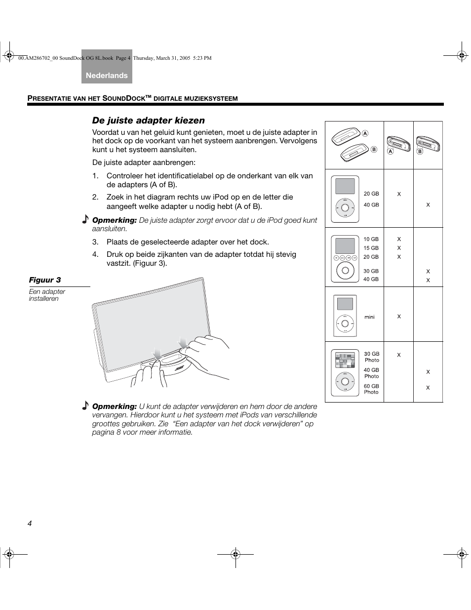 De juiste adapter kiezen | Bose SoundDock User Manual | Page 56 / 72