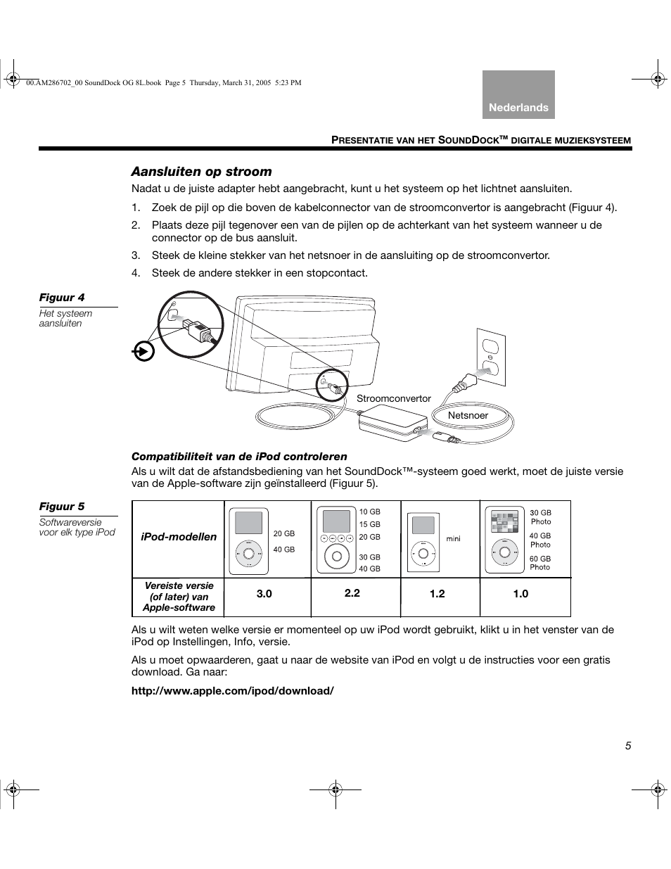 Aansluiten op stroom | Bose SoundDock User Manual | Page 57 / 72