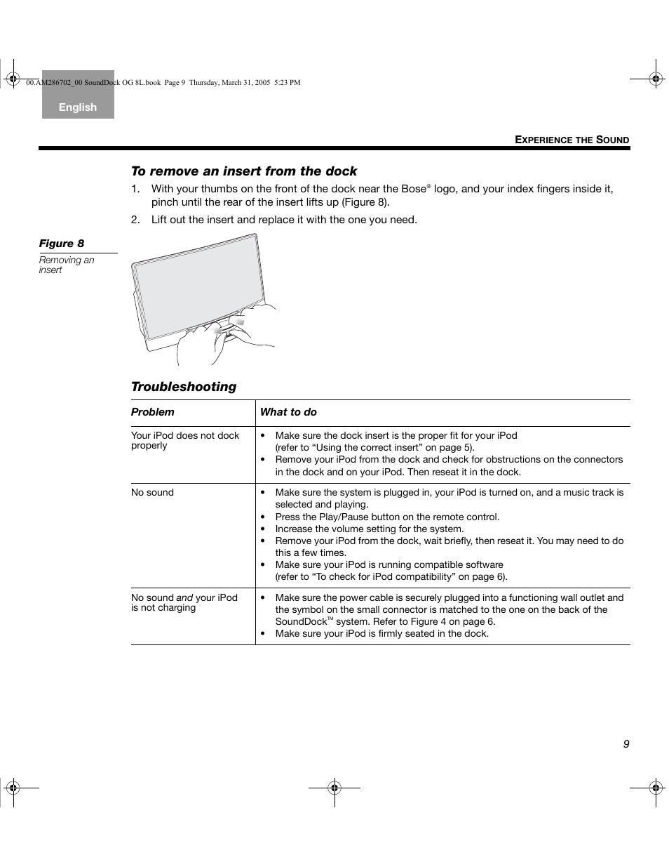 Troubleshooting | Bose SoundDock User Manual | Page 9 / 72