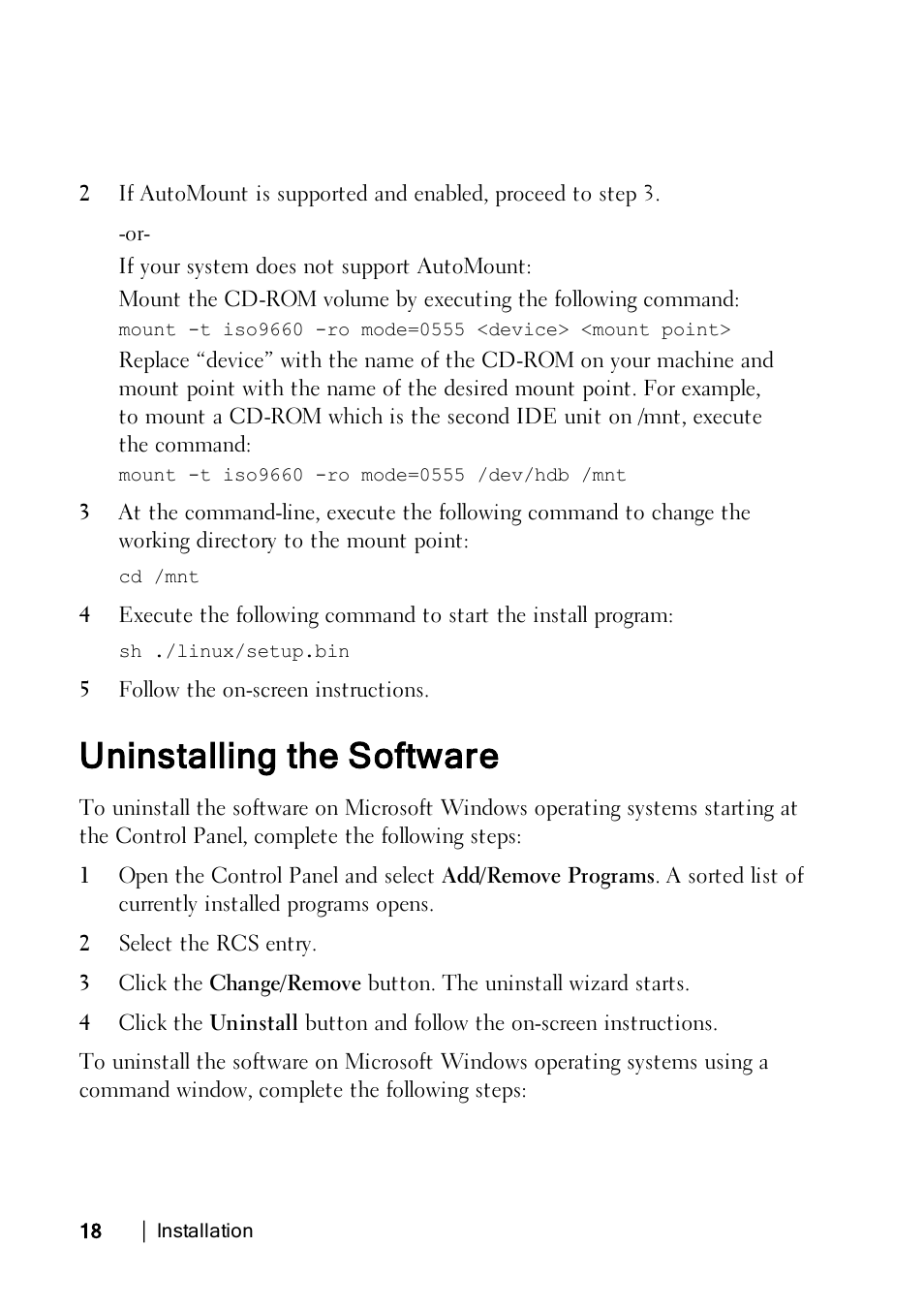 Uninstalling the software | Dell KVM 4322DS User Manual | Page 18 / 114