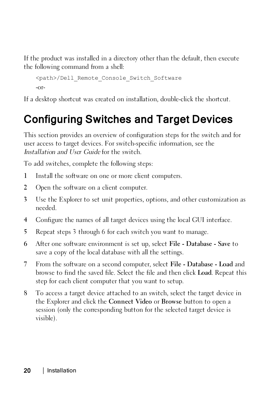 Configuring switches and target devices | Dell KVM 4322DS User Manual | Page 20 / 114