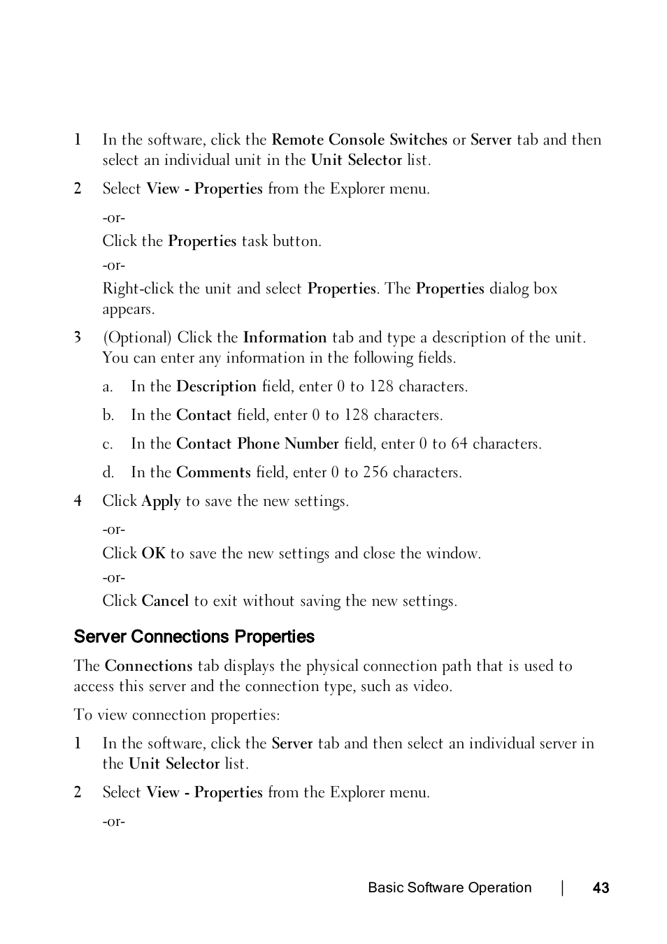 Server connections properties | Dell KVM 4322DS User Manual | Page 43 / 114