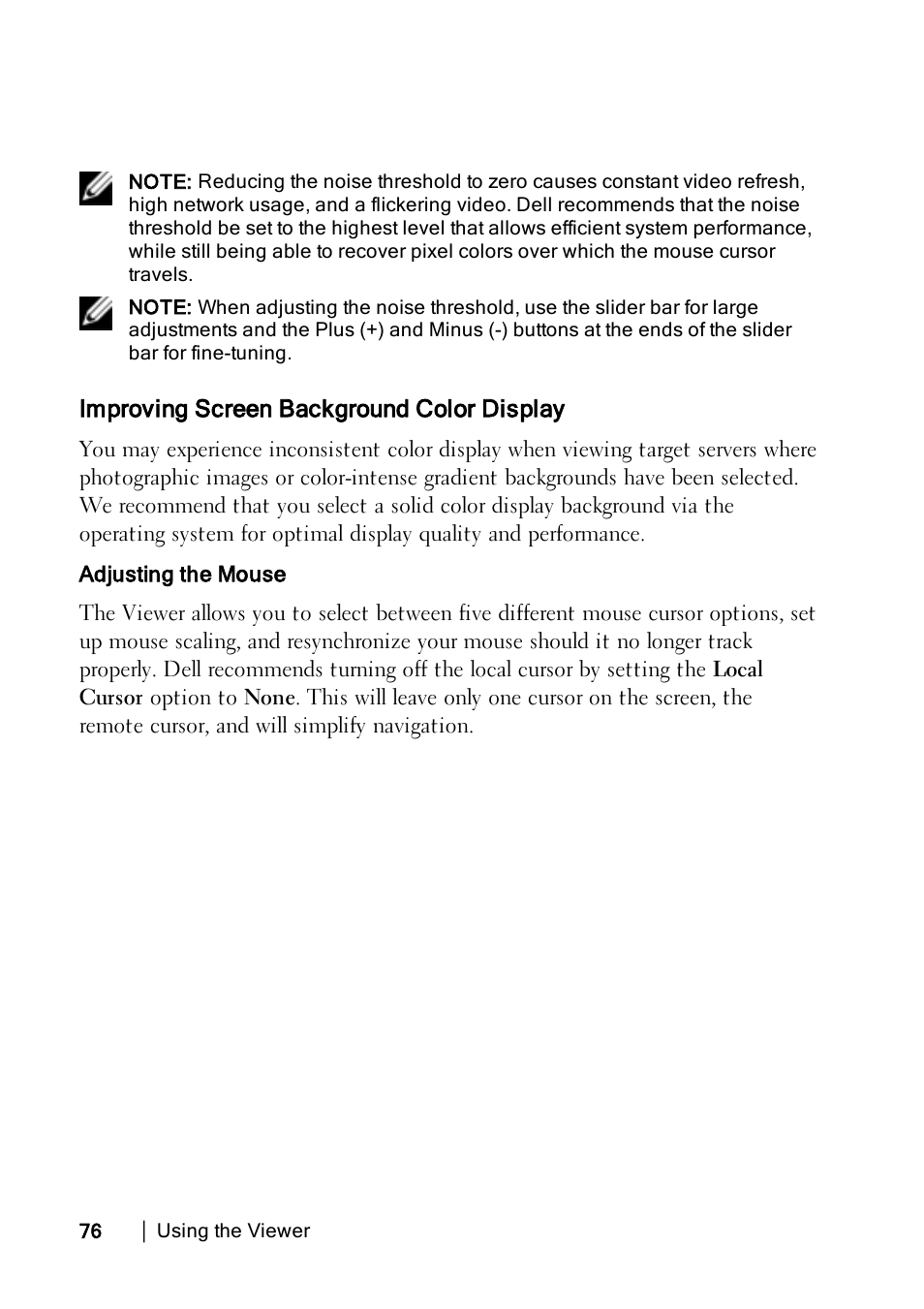 Improving screen background color display | Dell KVM 4322DS User Manual | Page 76 / 114