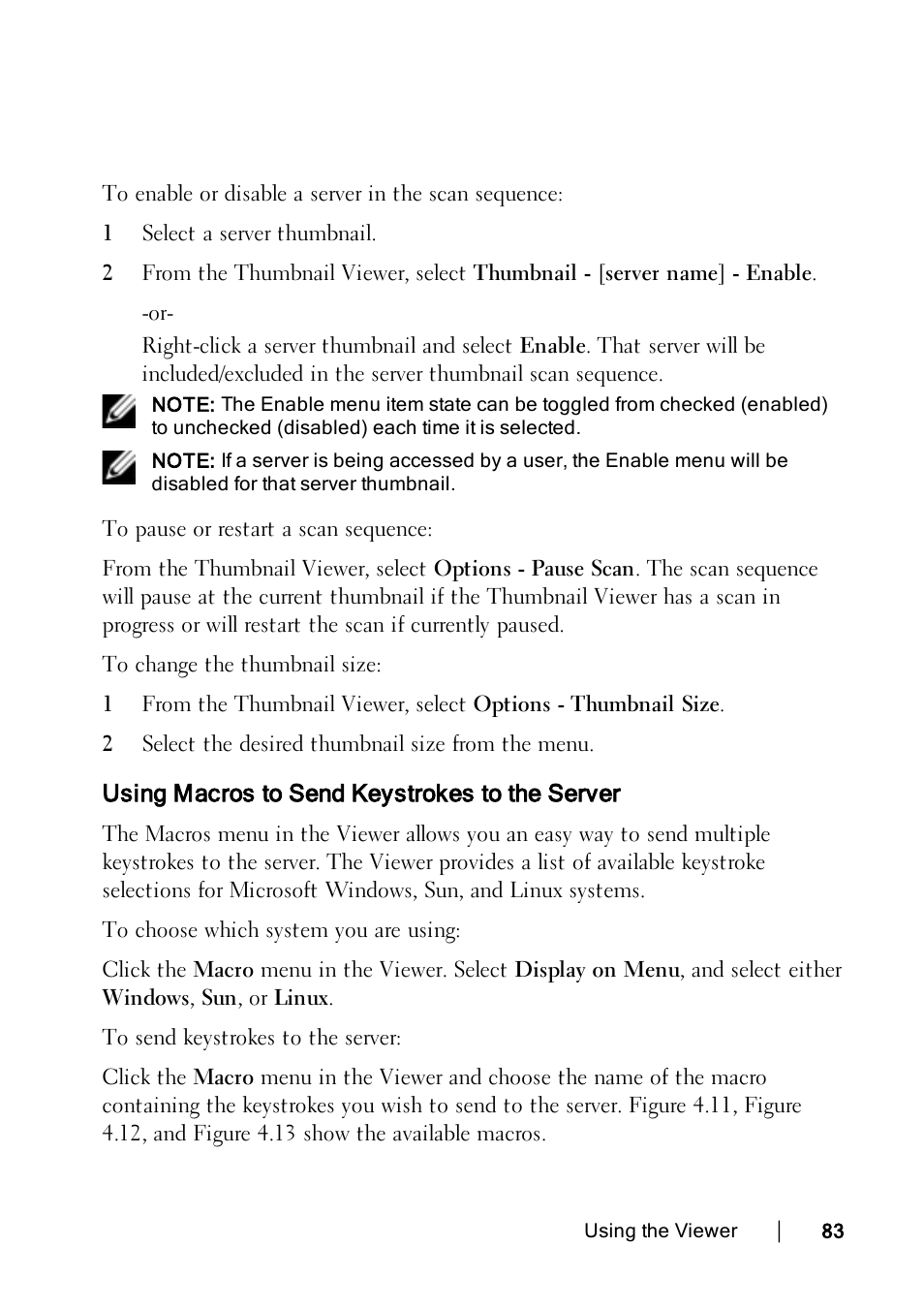 Using macros to send keystrokes to the server | Dell KVM 4322DS User Manual | Page 83 / 114
