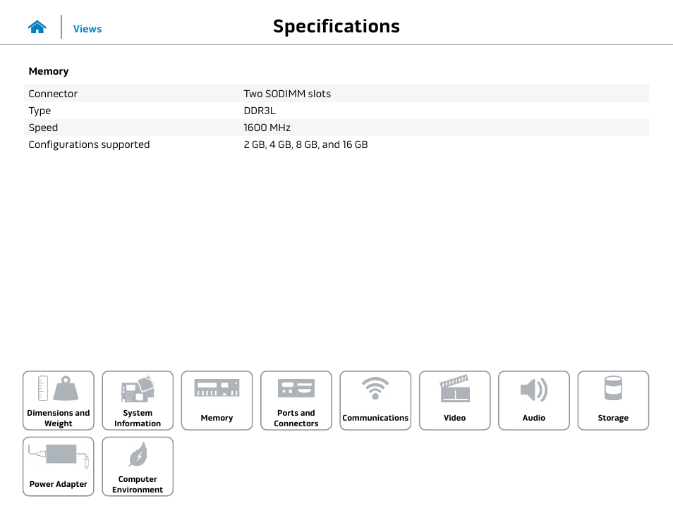 Memory, Specifications | Dell Alienware Alpha (Late 2014) User Manual | Page 6 / 13