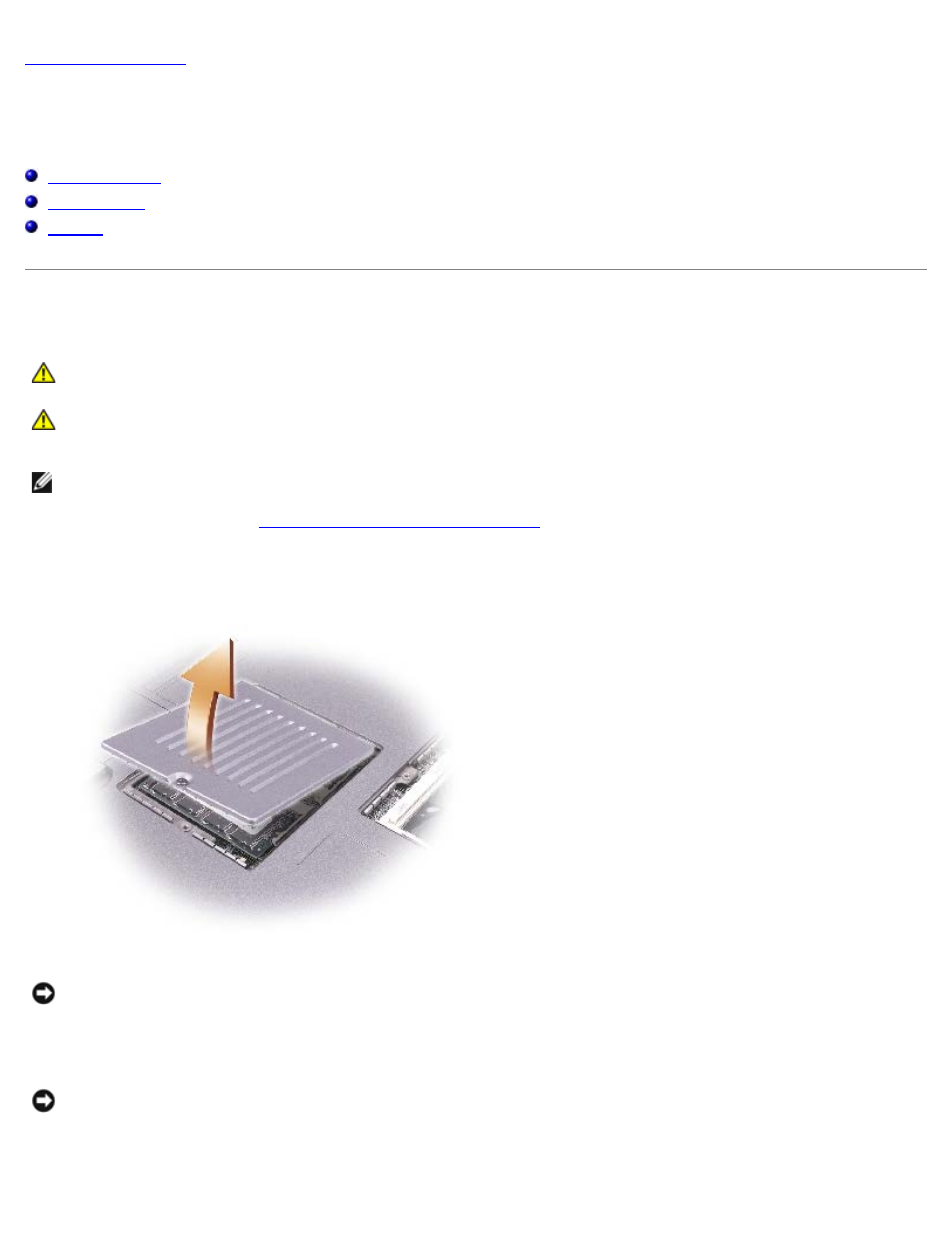 Memory module, mini pci card, and devices, Memory modules | Dell Latitude D505 User Manual | Page 7 / 58