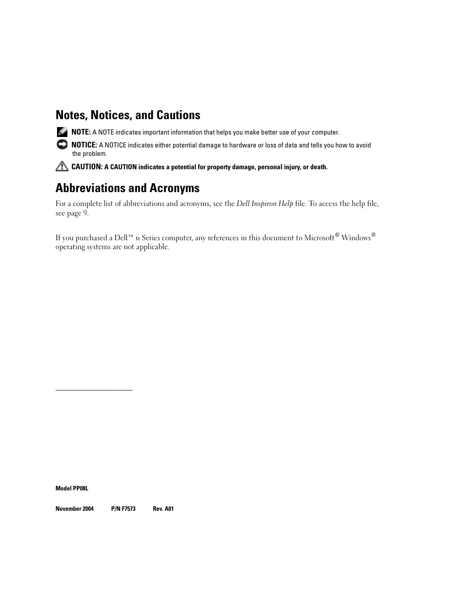 Abbreviations and acronyms | Dell Inspiron 1150 User Manual | Page 2 / 112