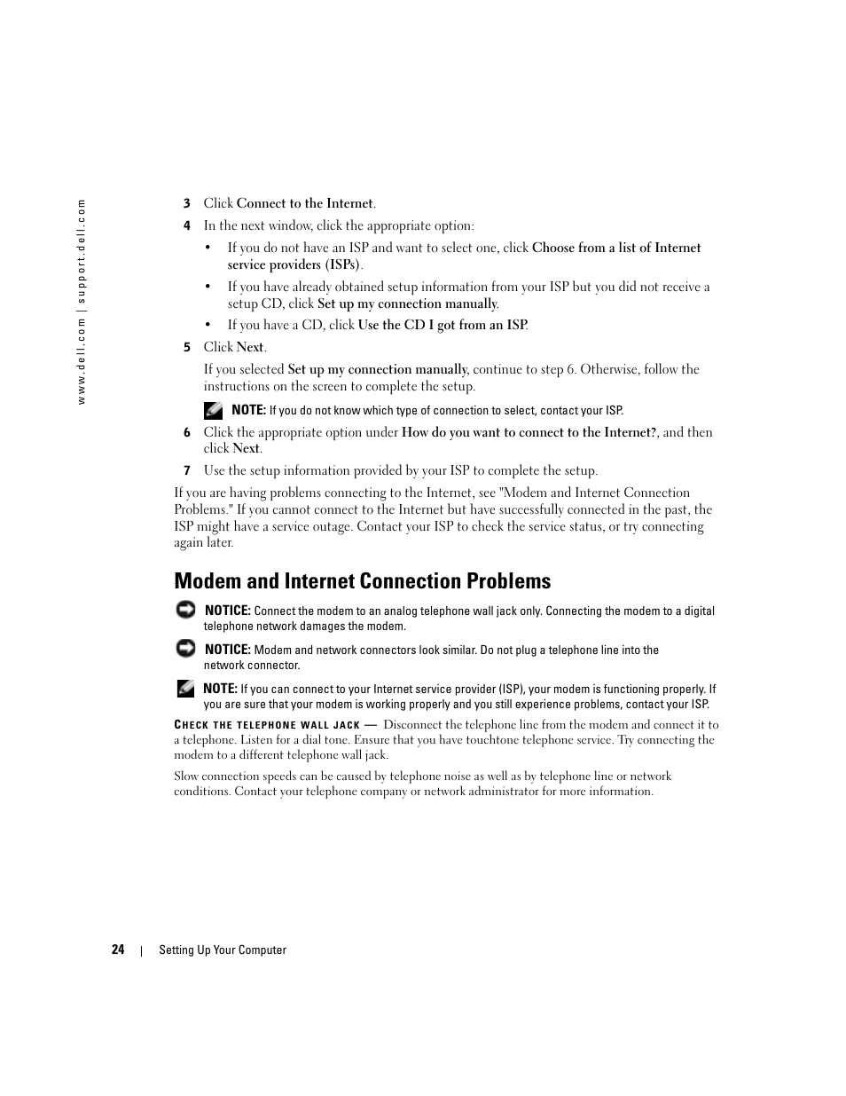 Modem and internet connection problems | Dell Inspiron 1150 User Manual | Page 24 / 112