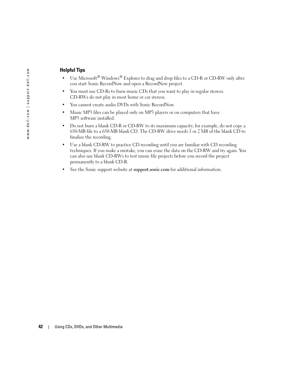 Helpful tips | Dell Inspiron 1150 User Manual | Page 42 / 112