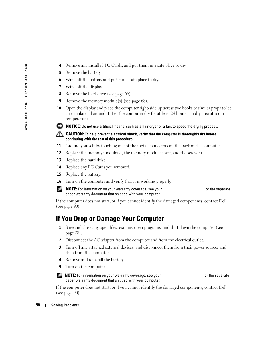 If you drop or damage your computer | Dell Inspiron 1150 User Manual | Page 58 / 112