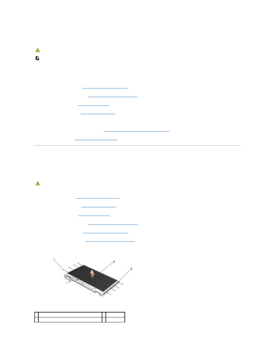 E5400 display panel, Replacing the e5400 display inverter, Removing the e5400 display panel | Dell Latitude E5500 User Manual | Page 19 / 73