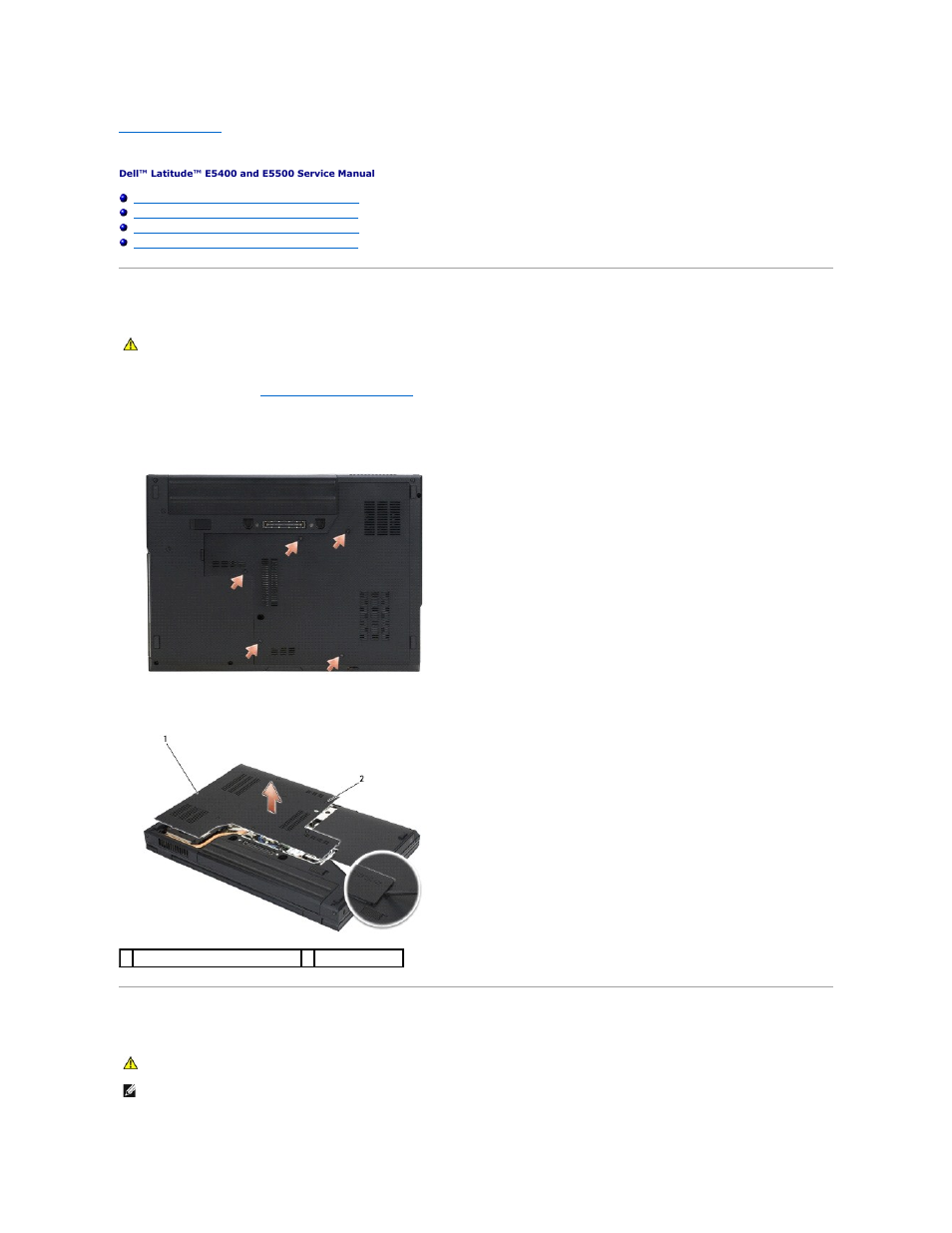 Bottom of the base assembly, Removing the e5400 bottom of the base assembly, Replacing the e5400 bottom of the base assembly | Dell Latitude E5500 User Manual | Page 2 / 73