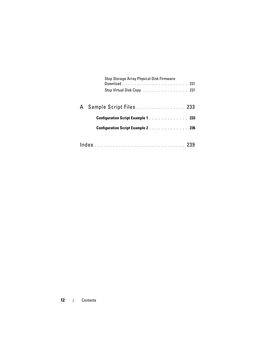 A sample script files, Index | Dell PowerVault MD3000 User Manual | Page 12 / 246