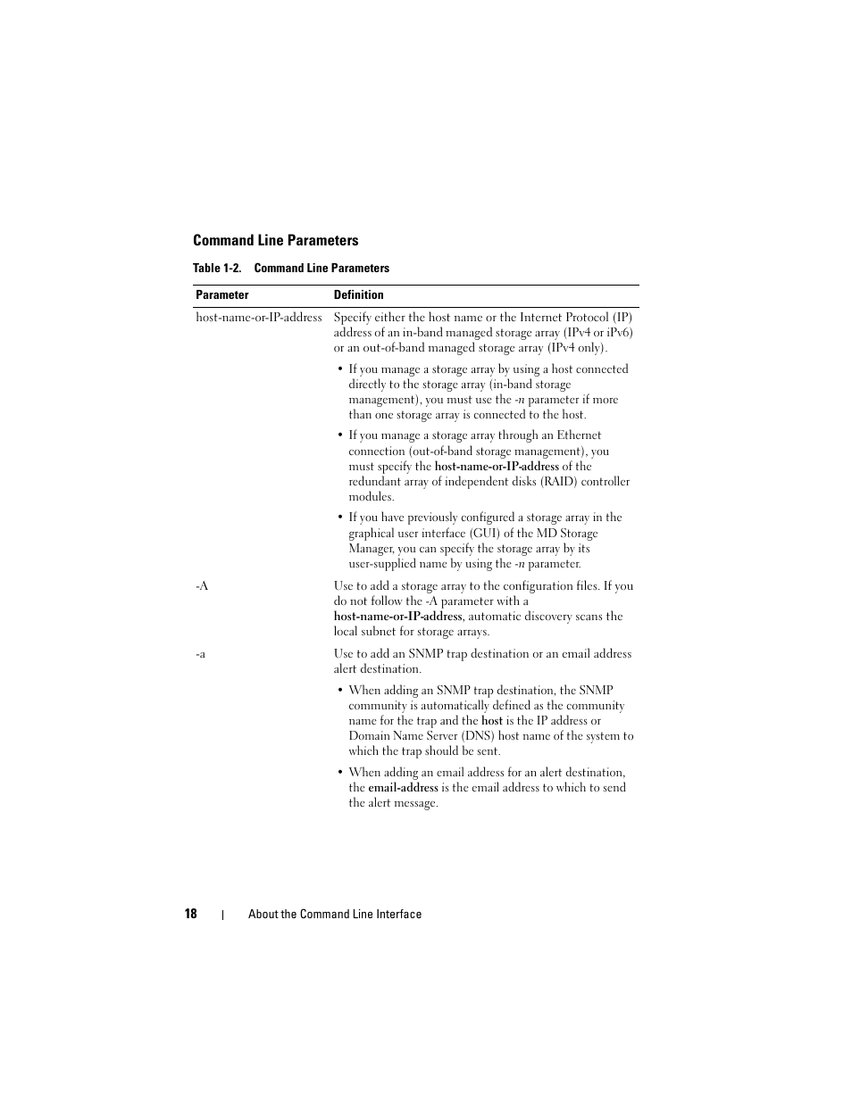 Command line parameters | Dell PowerVault MD3000 User Manual | Page 18 / 246