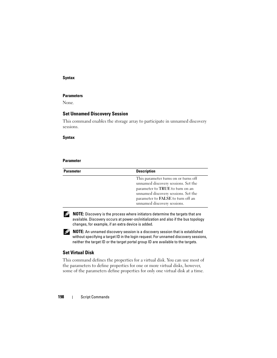 Set unnamed discovery session, Set virtual disk | Dell PowerVault MD3000 User Manual | Page 198 / 246