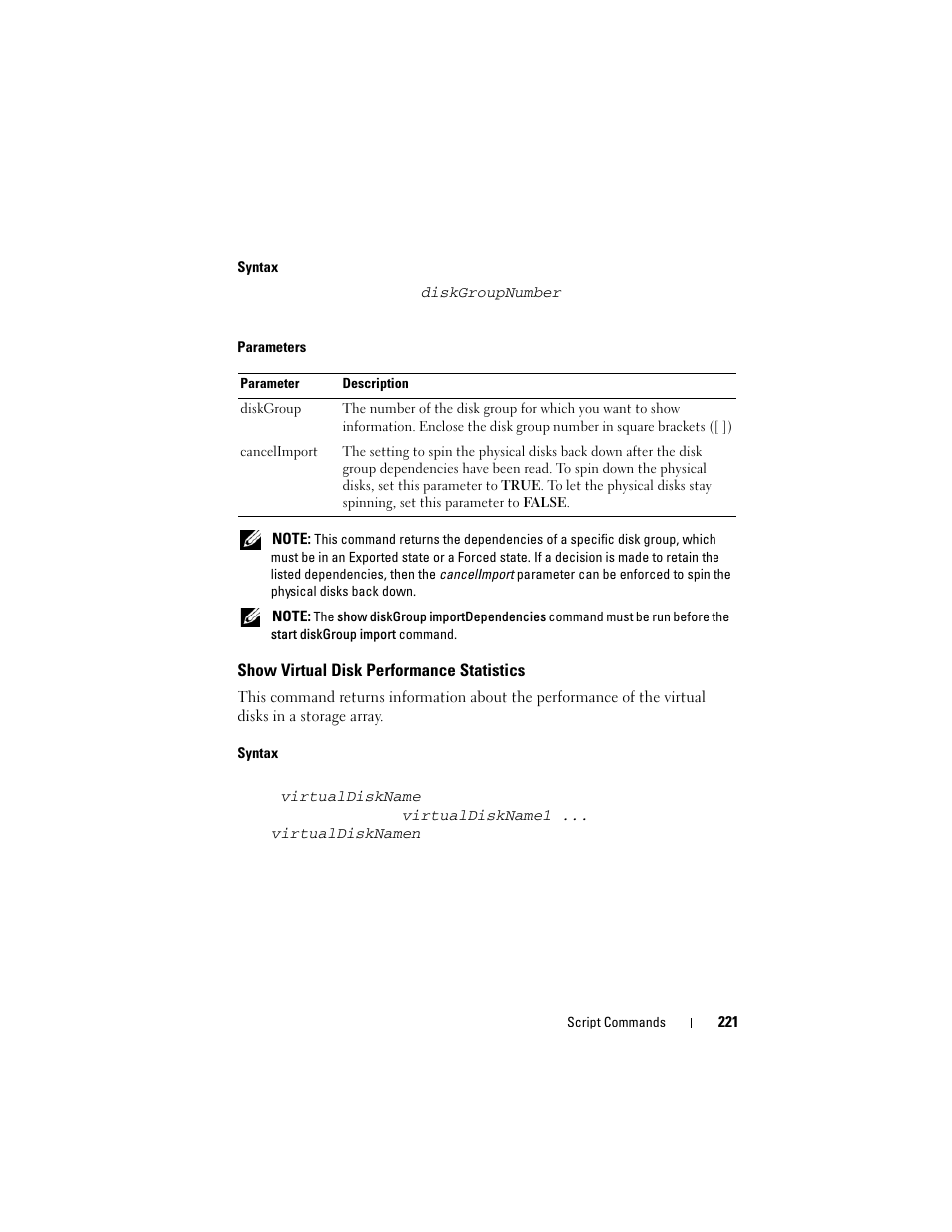 Show virtual disk performance statistics | Dell PowerVault MD3000 User Manual | Page 221 / 246