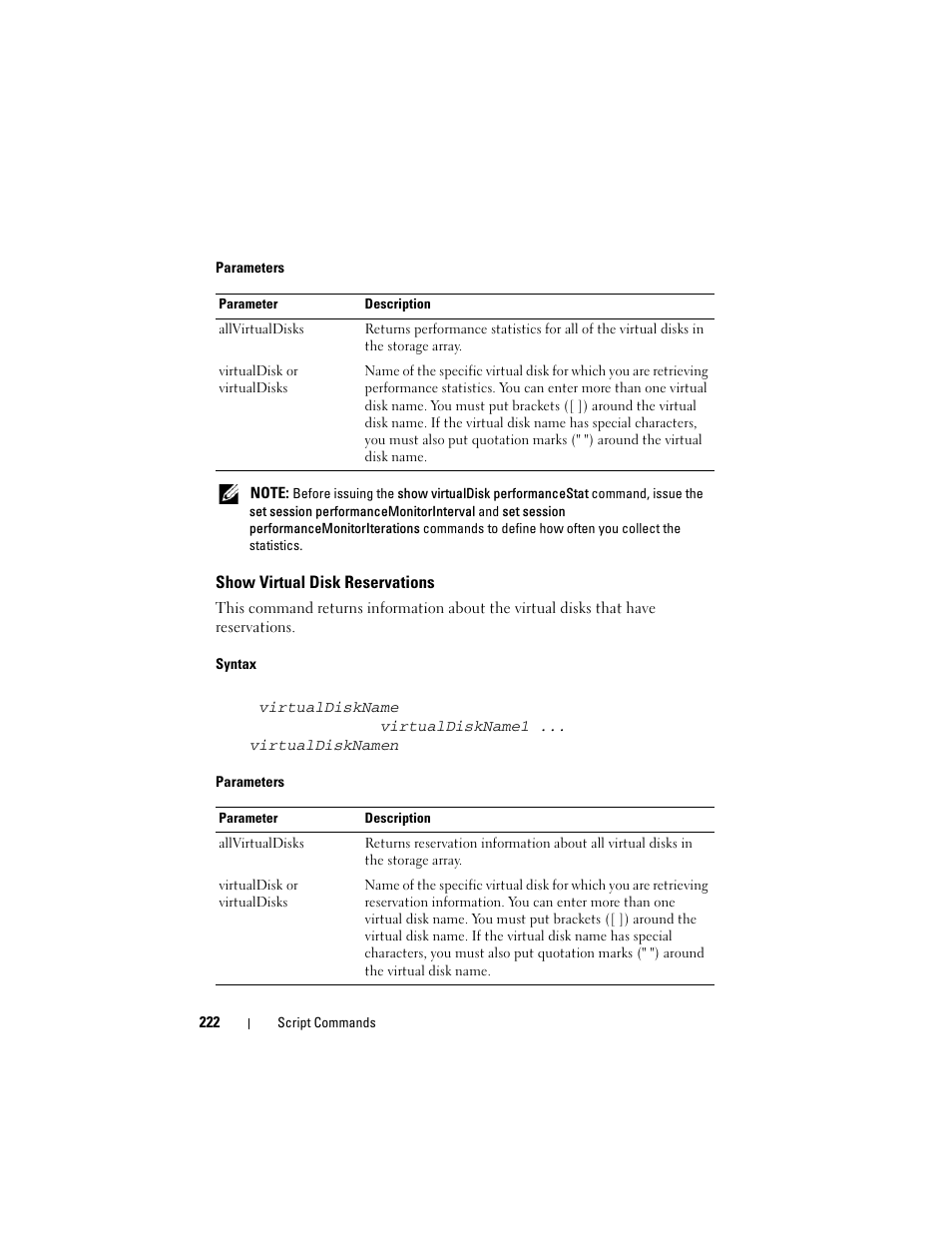 Show virtual disk reservations | Dell PowerVault MD3000 User Manual | Page 222 / 246