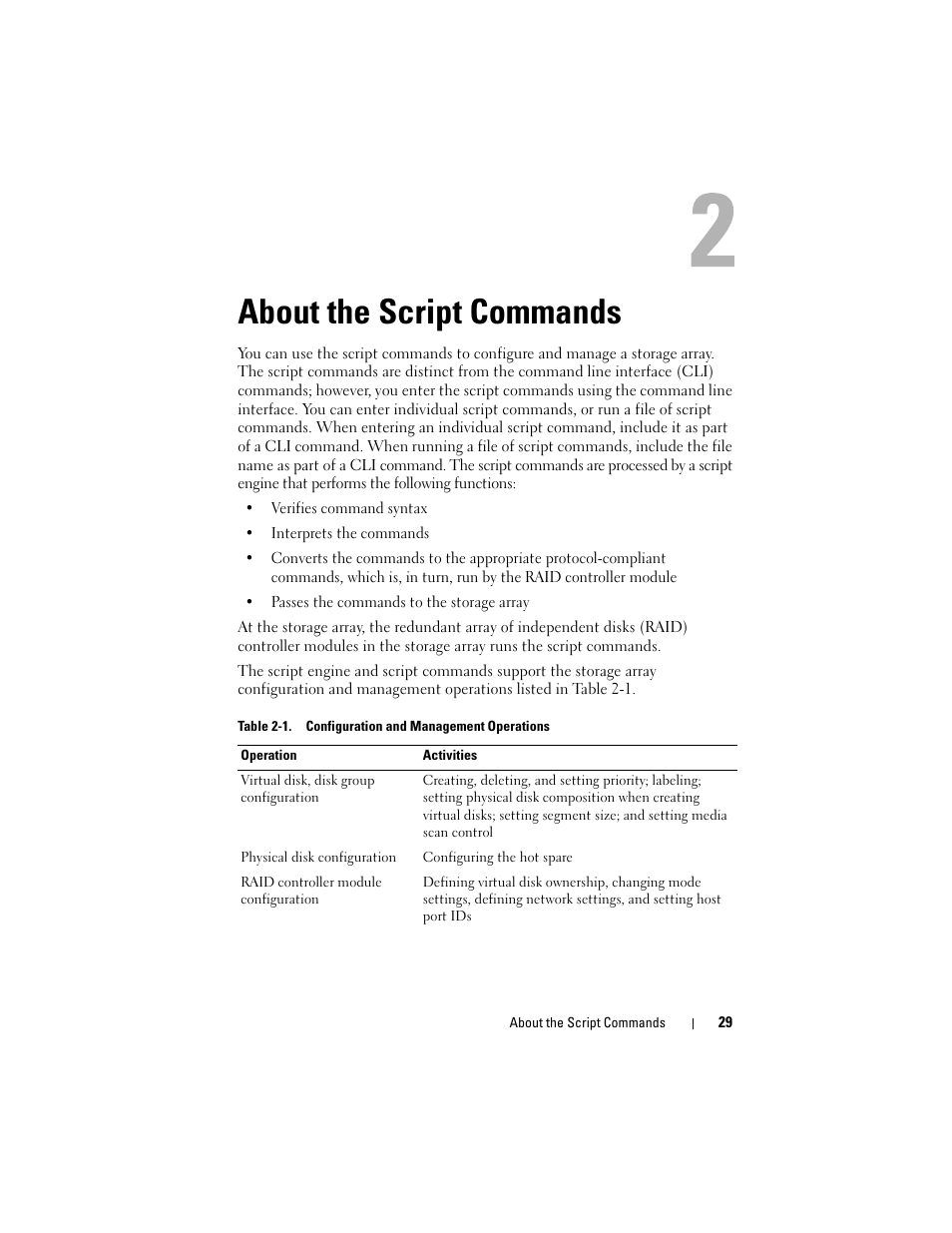 About the script commands | Dell PowerVault MD3000 User Manual | Page 29 / 246