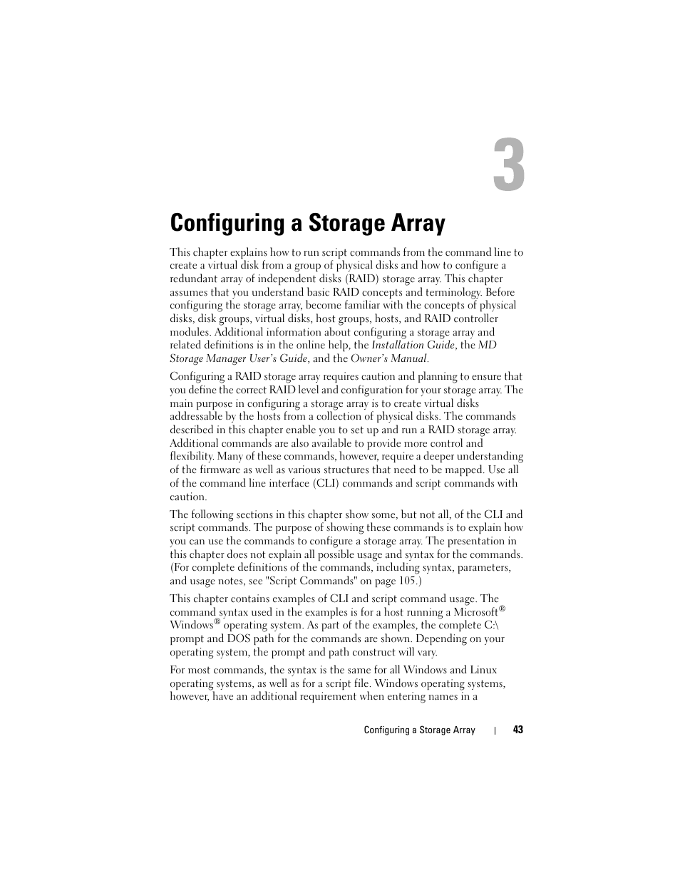 Configuring a storage array | Dell PowerVault MD3000 User Manual | Page 43 / 246