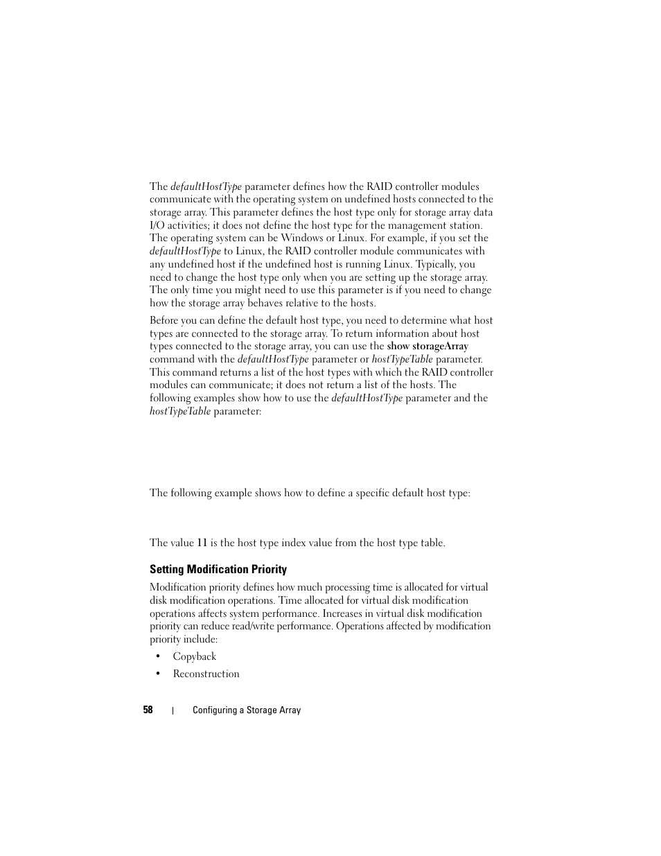 Setting modification priority | Dell PowerVault MD3000 User Manual | Page 58 / 246
