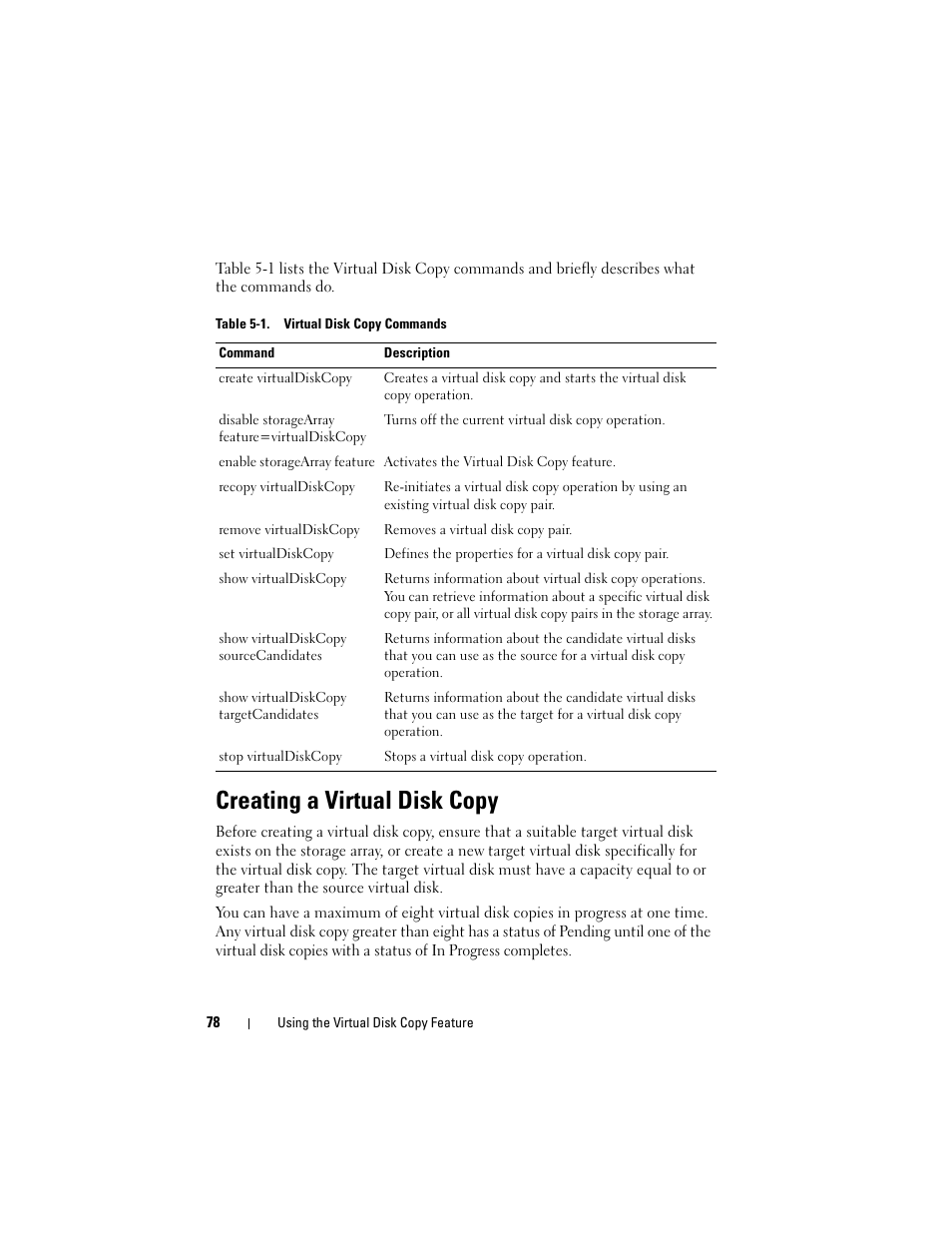 Creating a virtual disk copy | Dell PowerVault MD3000 User Manual | Page 78 / 246