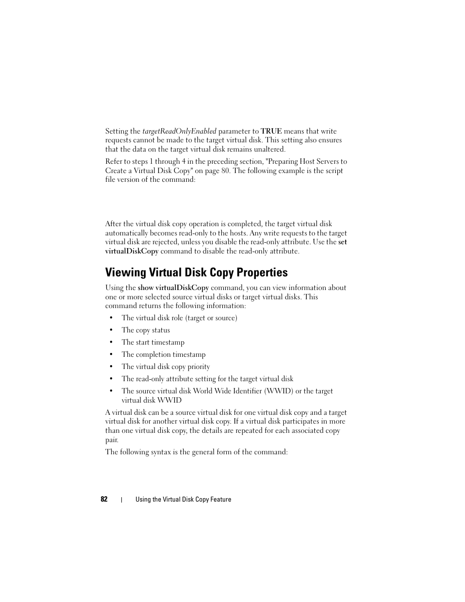 Viewing virtual disk copy properties | Dell PowerVault MD3000 User Manual | Page 82 / 246