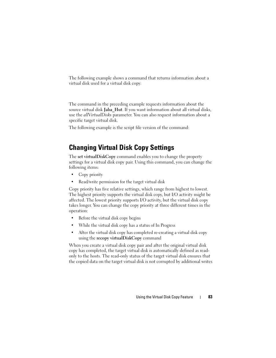 Changing virtual disk copy settings | Dell PowerVault MD3000 User Manual | Page 83 / 246