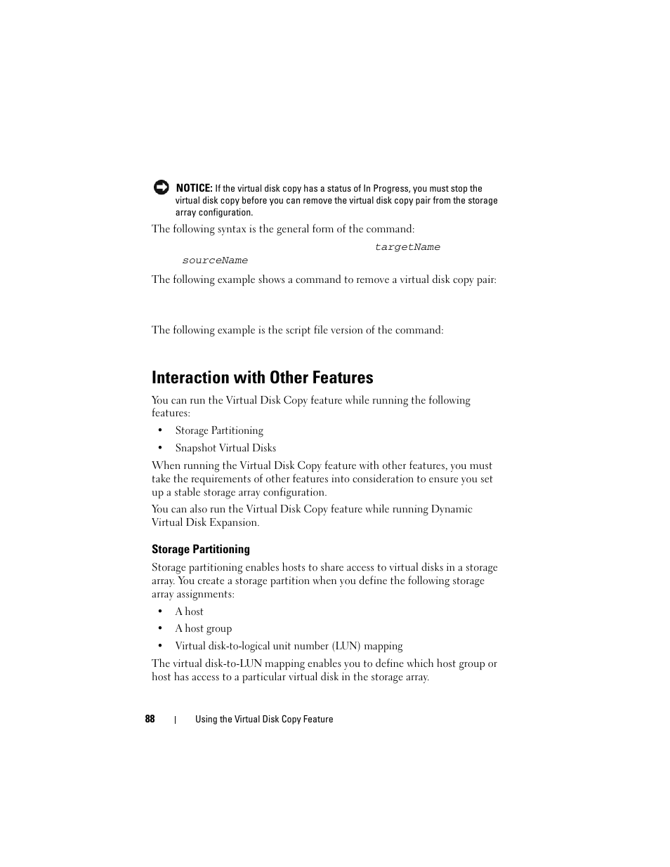 Interaction with other features, Storage partitioning | Dell PowerVault MD3000 User Manual | Page 88 / 246