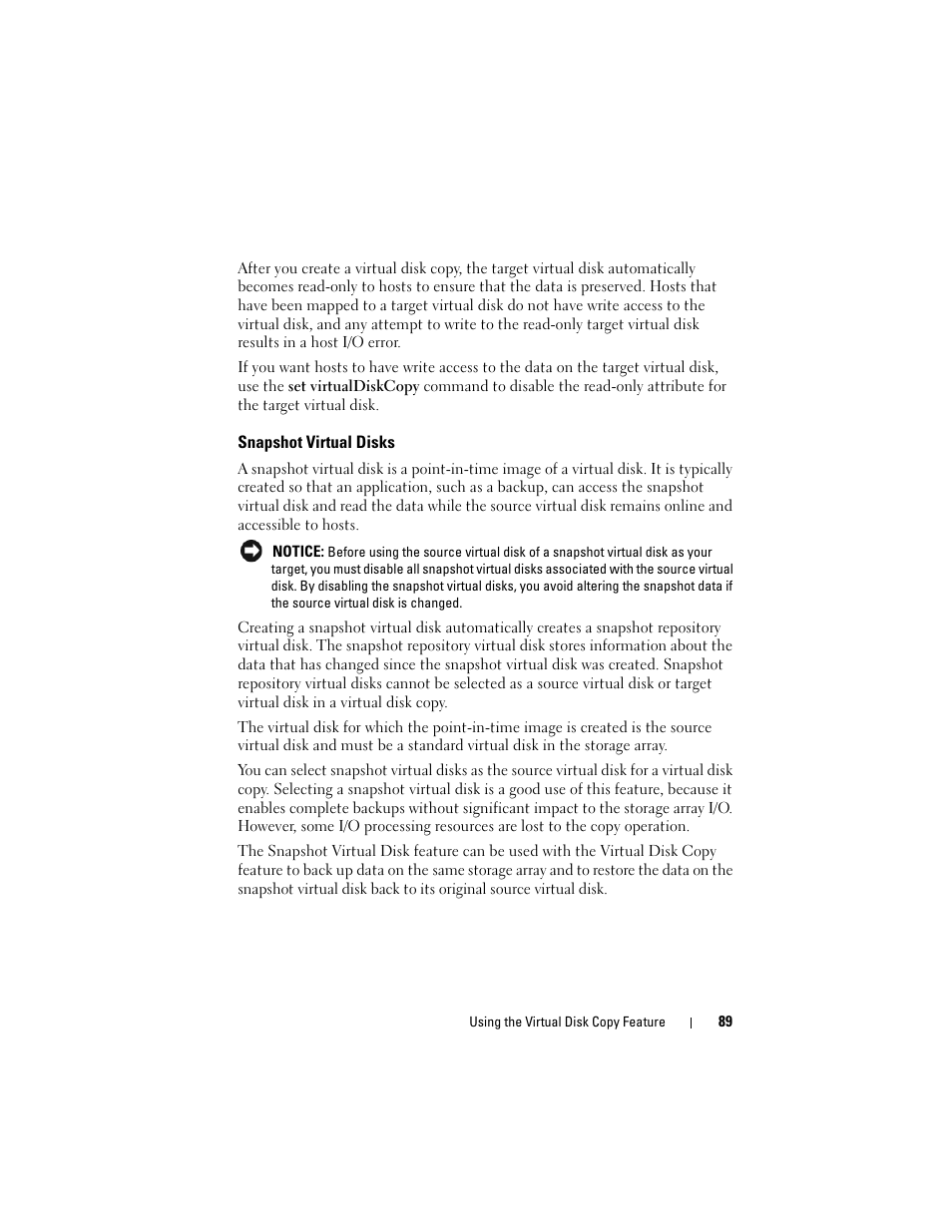 Snapshot virtual disks | Dell PowerVault MD3000 User Manual | Page 89 / 246